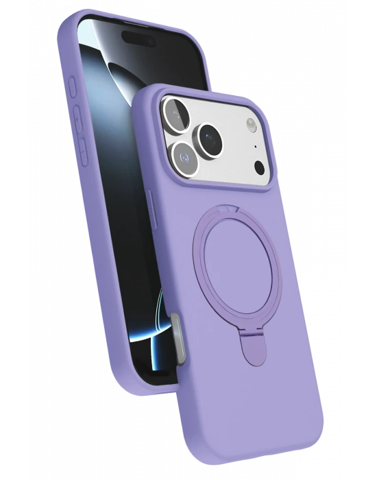 Newface Apple iPhone 17 Pro Regal Magsafe Standlı Kapak - Lila