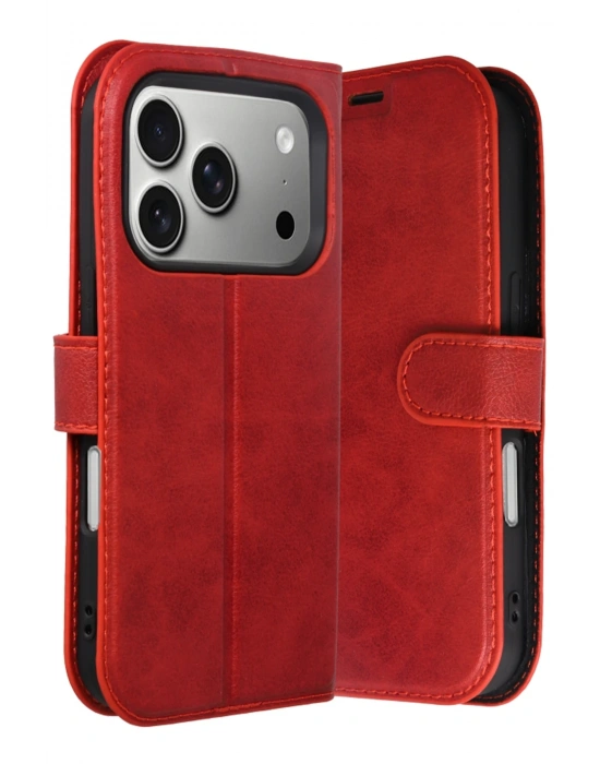 Newface Apple iPhone 17 Pro Trend S Plus Kapaklı Kılıf - Kırmızı