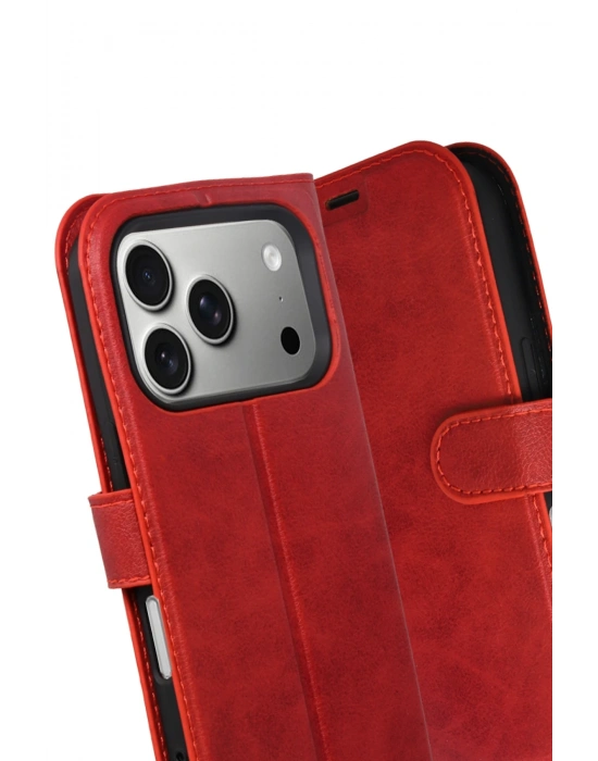 Newface Apple iPhone 17 Pro Trend S Plus Kapaklı Kılıf - Kırmızı