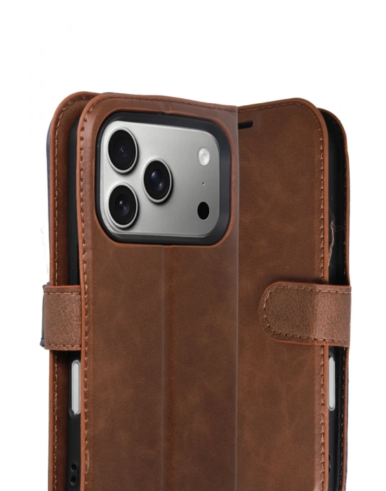 Newface Apple iPhone 17 Pro Trend S Plus Kapaklı Kılıf - Taba