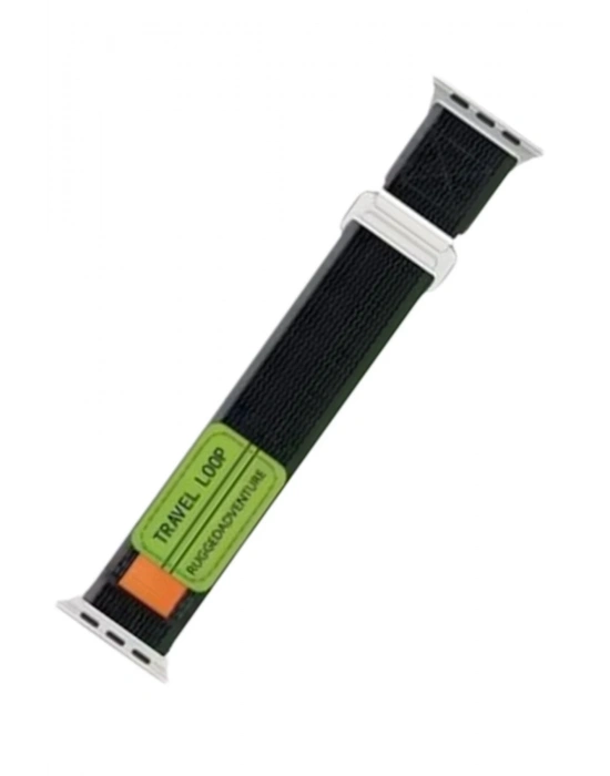 Newface Apple Watch 38mm Alice Kumaş Kordon - Yeşil-Gri