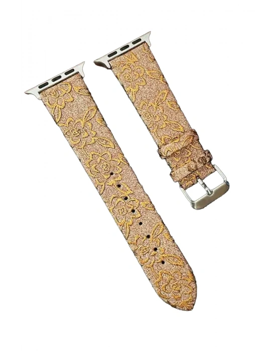 Newface Apple Watch 38mm Creeper Desenli Kordon - Gold