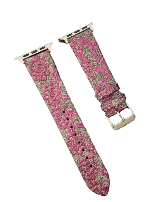 Newface Apple Watch 38mm Creeper Desenli Kordon - Pembe