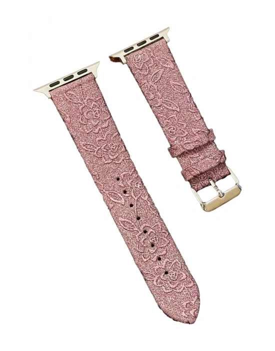 Newface Apple Watch 38mm Creeper Desenli Kordon - Rose Gold