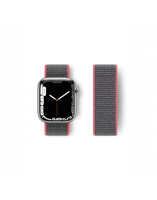 Newface Apple Watch 38mm Hasırlı Cırtcırtlı Kordon - Pembe