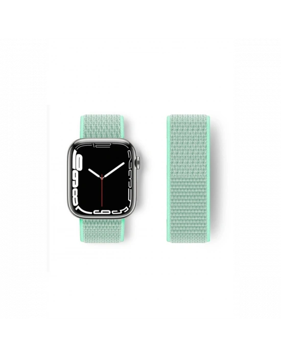 Newface Apple Watch 38mm Hasırlı Cırtcırtlı Kordon - Turkuaz