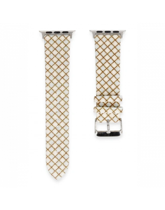 Newface Apple Watch 38mm Karo Motif Kordon - Mavi