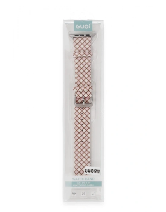 Newface Apple Watch 38mm Karo Motif Kordon - Pembe
