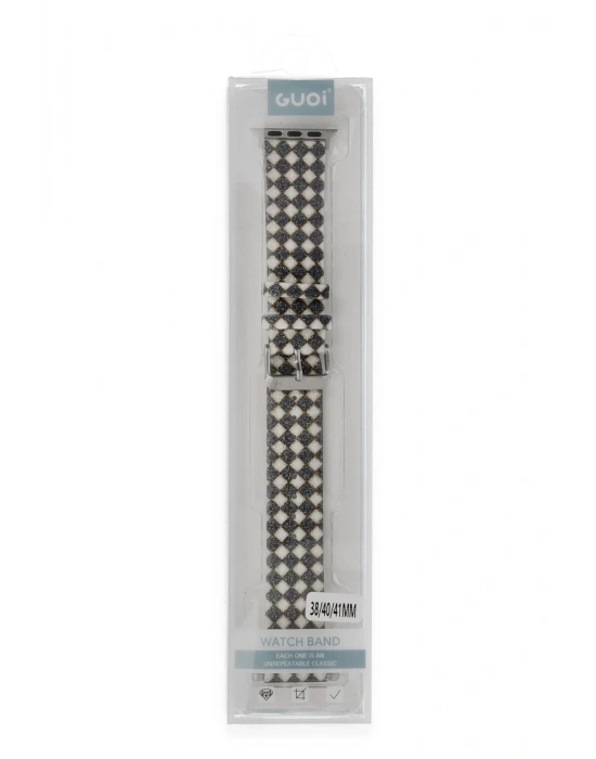 Newface Apple Watch 38mm Karo Motif Kordon - Siyah
