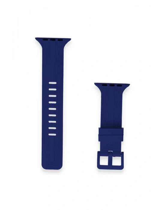 Newface Apple Watch 38mm KR408 Çizgili Silikon Kordon - Lacivert