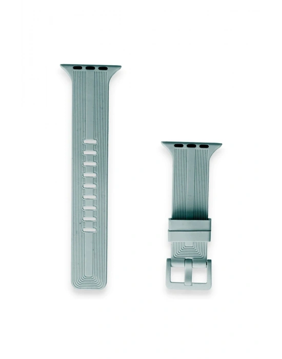 Newface Apple Watch 38mm KR408 Çizgili Silikon Kordon - Yeşil