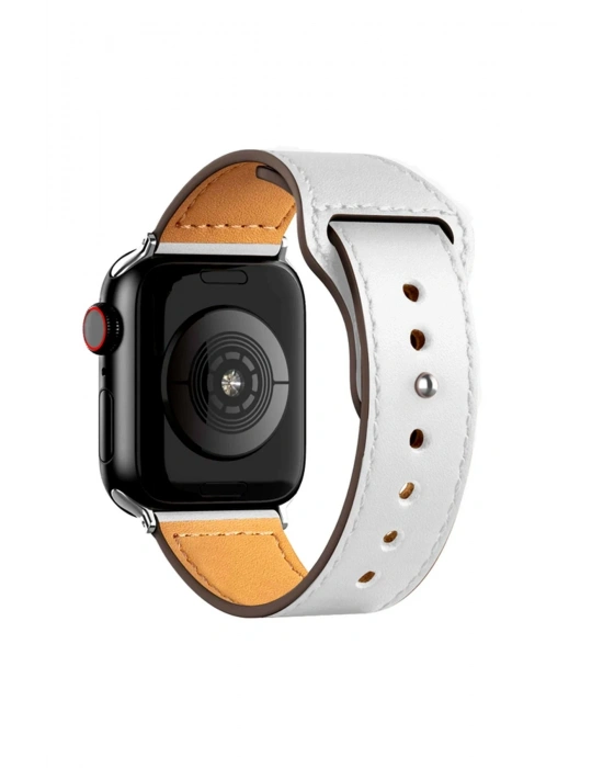 Newface Apple Watch 38mm KR415 Luaz Deri Kordon - Beyaz