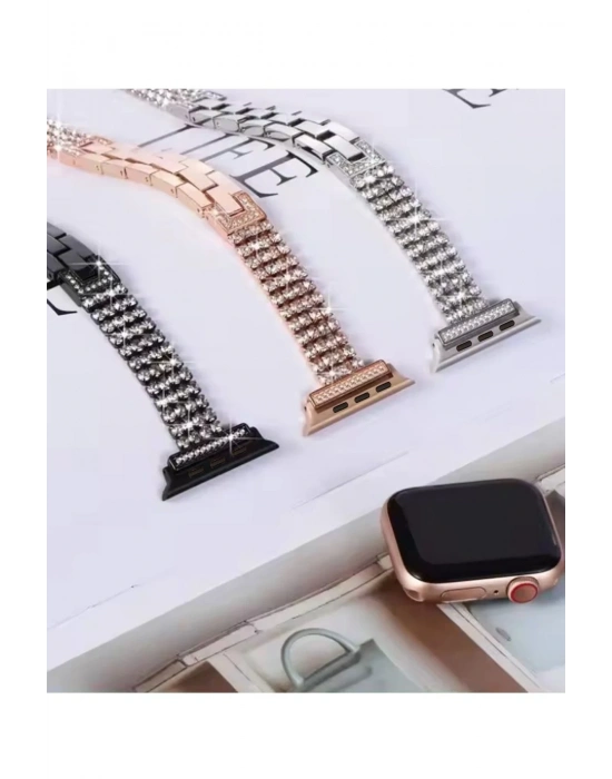 Newface Apple Watch 38mm Live Taşlı Kordon - Rose Gold