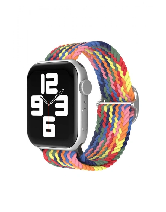 Newface Apple Watch 38mm Star Kordon - Siyah-Kırmızı-Sarı