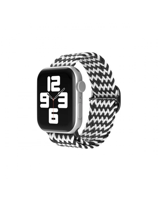 Newface Apple Watch 38mm Star Kordon - Zigzag Siyah-Beyaz