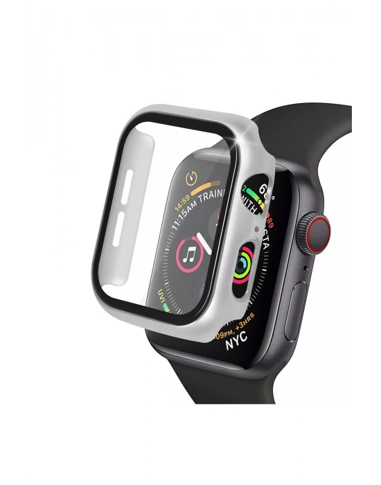 Newface Apple Watch 41mm Camlı Kasa Ekran Koruyucu - Gümüş
