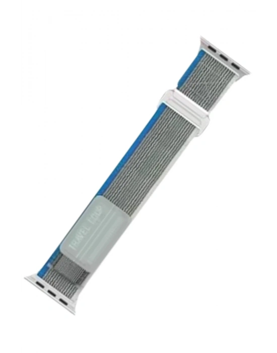 Newface Apple Watch 42mm Alice Kumaş Kordon - Mavi-Gri