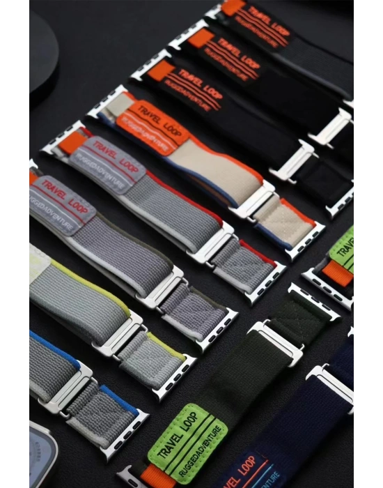 Newface Apple Watch 42mm Alice Kumaş Kordon - Mavi-Gri