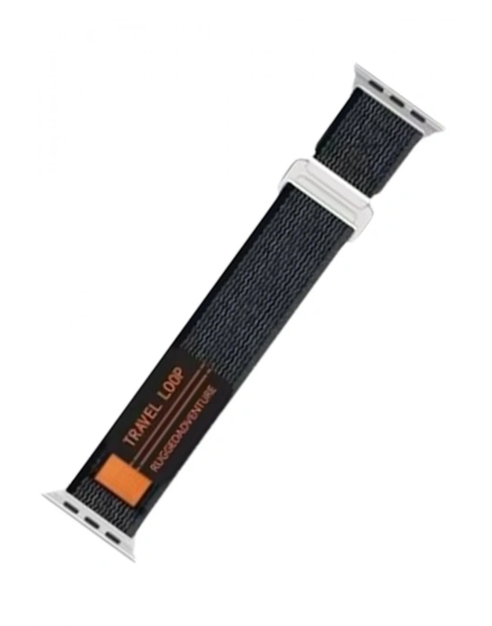 Newface Apple Watch 42mm Alice Kumaş Kordon - Siyah-Gri