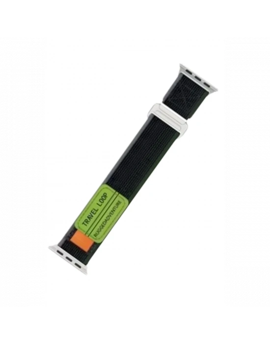 Newface Apple Watch 42mm Alice Kumaş Kordon - Yeşil-Gri