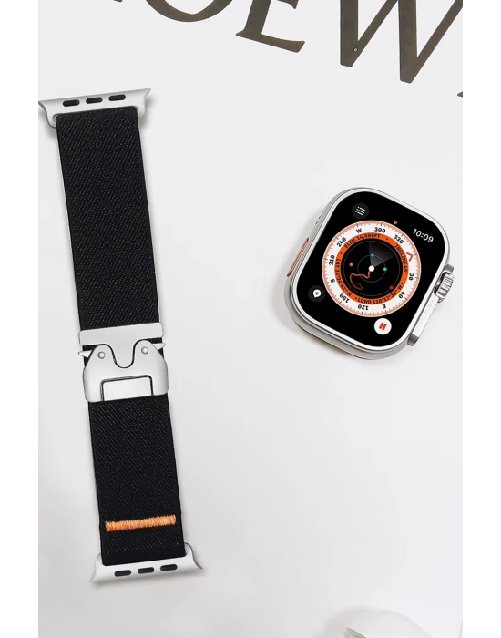 Newface Apple Watch 42mm Forest Kumaş Kordon - Siyah