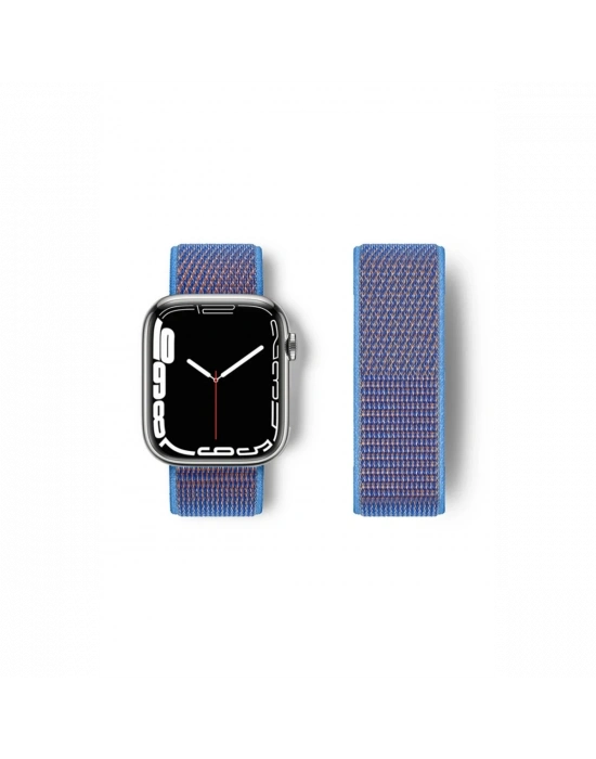 Newface Apple Watch 42mm Hasırlı Cırtcırtlı Kordon - Mor