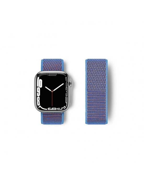 Newface Apple Watch 42mm Hasırlı Cırtcırtlı Kordon - Mor