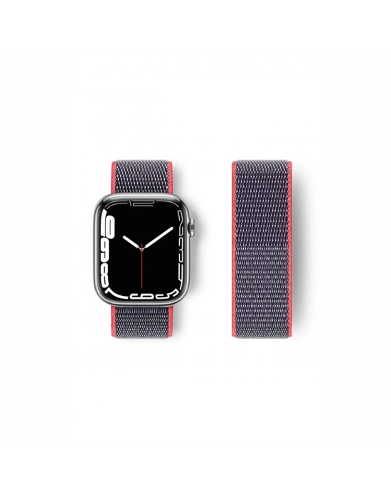 Newface Apple Watch 42mm Hasırlı Cırtcırtlı Kordon - Pembe