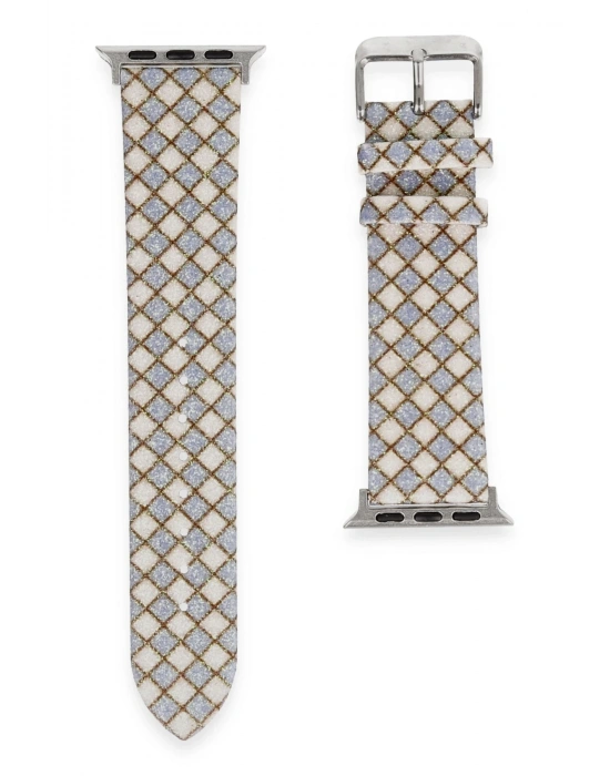 Newface Apple Watch 42mm Karo Motif Kordon - Lila