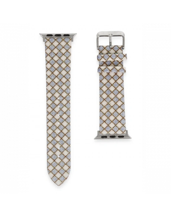 Newface Apple Watch 42mm Karo Motif Kordon - Lila