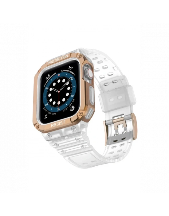 Newface Apple Watch 42mm KR401 Silikon Kordon - Beyaz-Rose