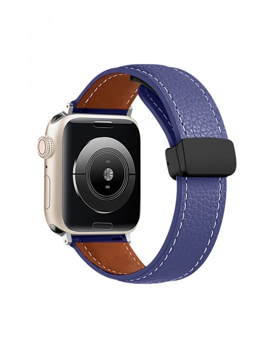 Newface Apple Watch 42mm KR414 Daks Deri Kordon - Lacivert
