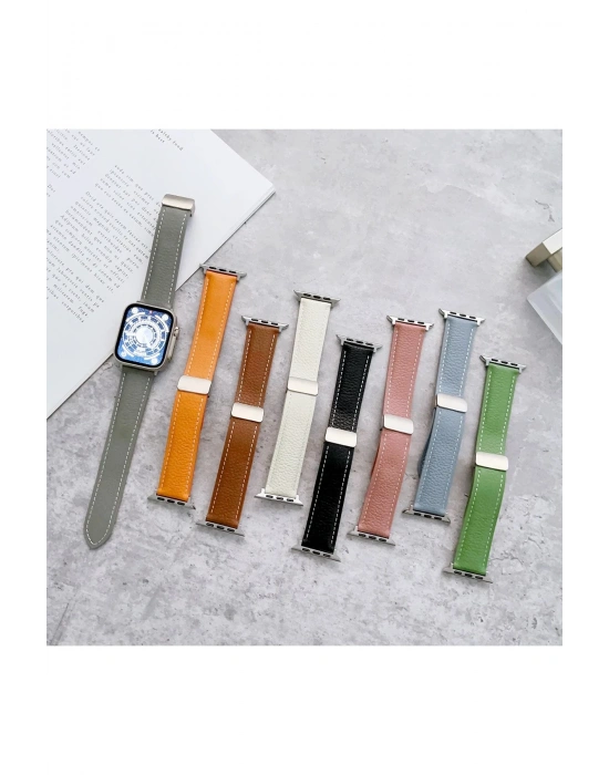 Newface Apple Watch 42mm KR414 Daks Deri Kordon - Siyah