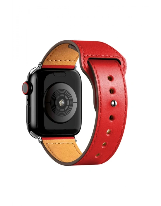 Newface Apple Watch 42mm KR415 Luaz Deri Kordon - Kırmızı