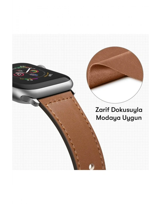 Newface Apple Watch 42mm KR415 Luaz Deri Kordon - Kırmızı
