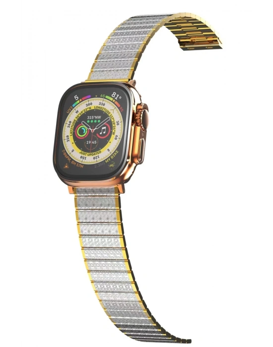 Newface Apple Watch 42mm Made Metal Kordon - Gümüş-Gold
