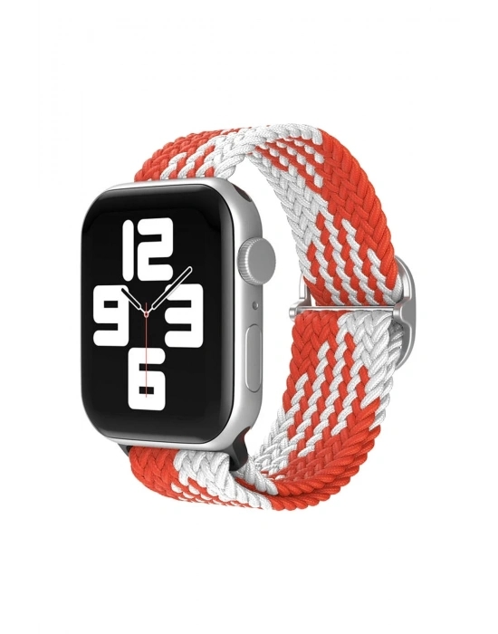 Newface Apple Watch 42mm Star Kordon - Beyaz-Kırmızı