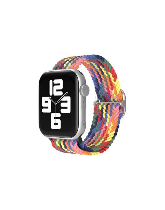 Newface Apple Watch 42mm Star Kordon - Siyah-Kırmızı-Sarı