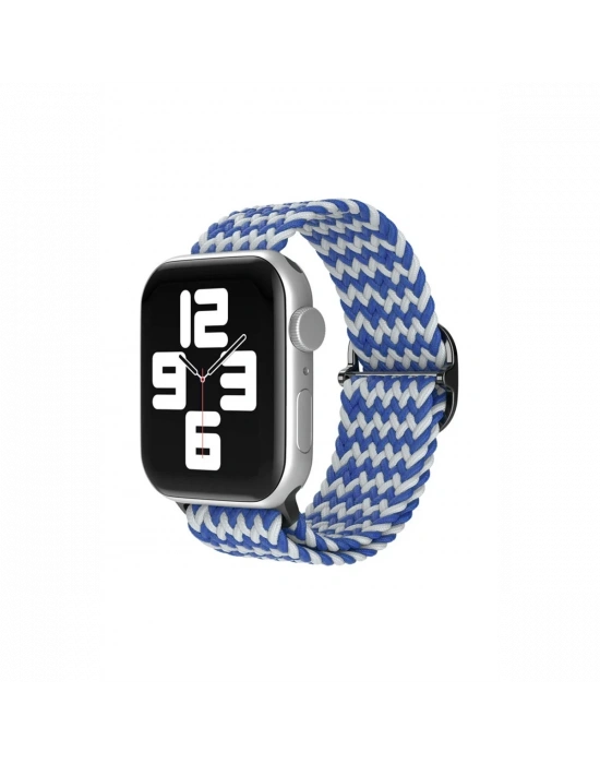 Newface Apple Watch 42mm Star Kordon - Zigzag Beyaz-Mavi