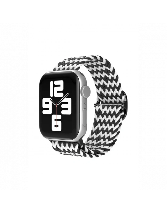 Newface Apple Watch 42mm Star Kordon - Zigzag Siyah-Beyaz