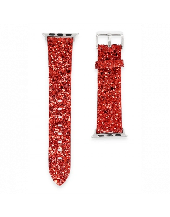 Newface Apple Watch 42mm Starry Taşlı Kordon - Kırmızı