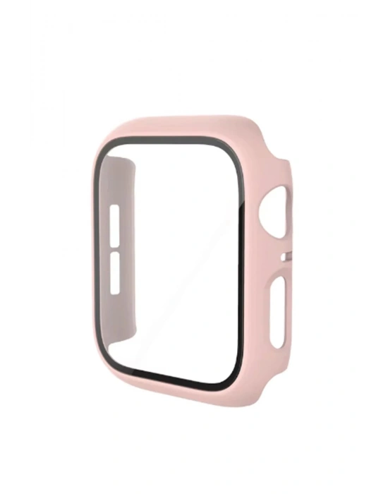 Newface Apple Watch 44mm Camlı Kasa Ekran Koruyucu - Pembe