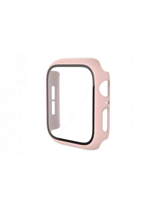 Newface Apple Watch 44mm Camlı Kasa Ekran Koruyucu - Pembe
