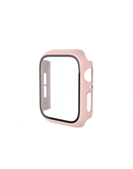 Newface Apple Watch 44mm Camlı Kasa Ekran Koruyucu - Pembe
