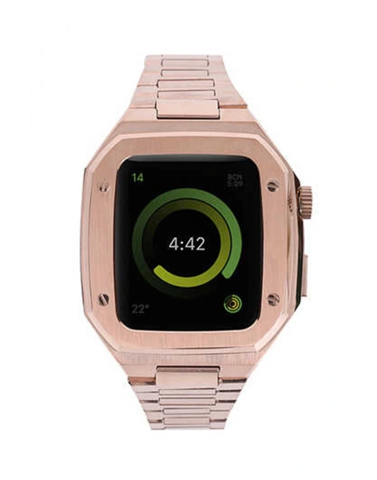 Newface Apple Watch 44mm Metal Petek Kasalı Kordon - Rose Gold