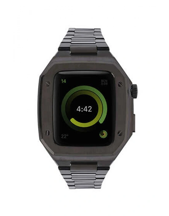 Newface Apple Watch 44mm Metal Petek Kasalı Kordon - Siyah