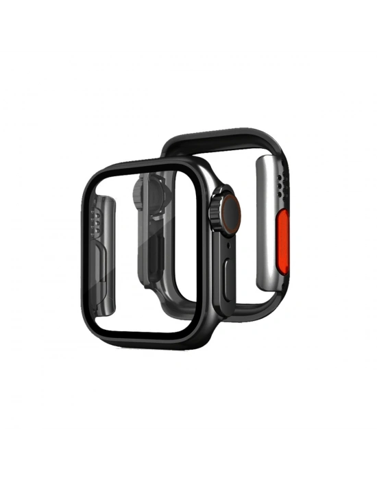 Newface Apple Watch 44mm Watch 49mm Kasa Dönüştürücü ve Ekran Koruyucu - Siyah