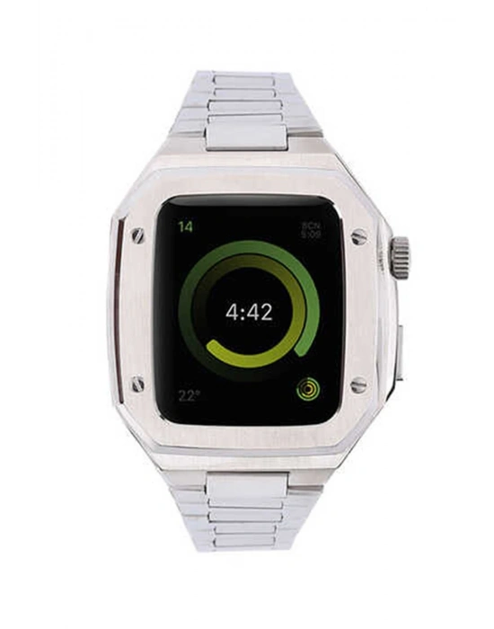 Newface Apple Watch 45mm Metal Petek Kasalı Kordon - Gümüş