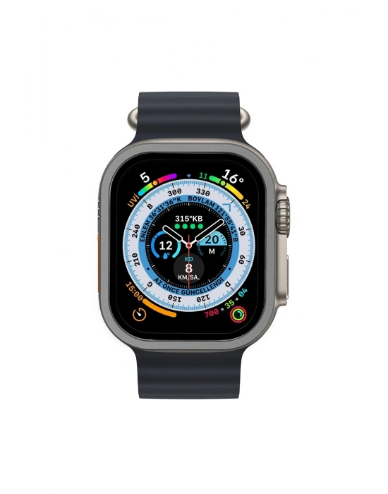 Newface Apple Watch Ultra 49mm Alüminyum Kasa Cam Ekran Koruyucu - Gri