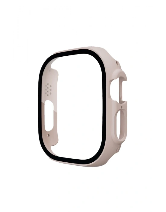 Newface Apple Watch Ultra 49mm Desert Camlı Kasa Ekran Koruyucu - Metalik Gold